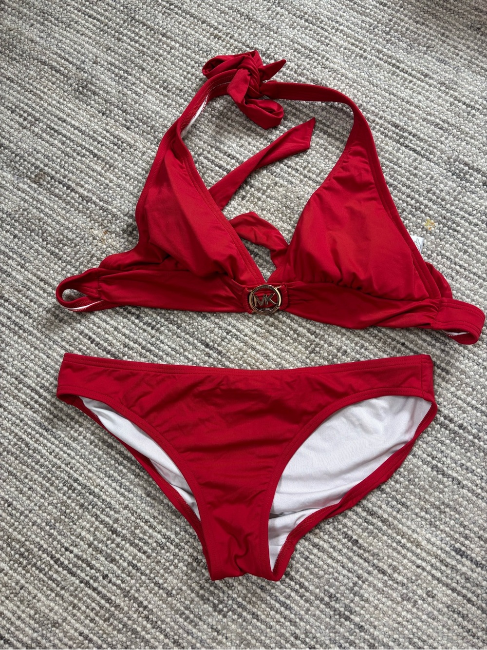 Michael Kors Red Halter Top Bikini Set- Size Medium